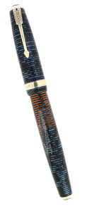 1940 PARKER VACUMATIC AZURE PEARL DOUBLE JEWEL MAJOR FOUNTAIN PEN RESTORED OFFERED BY ANTIQUE DIGGER