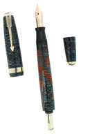 1940 PARKER VACUMATIC AZURE PEARL DOUBLE JEWEL MAJOR FOUNTAIN PEN RESTORED OFFERED BY ANTIQUE DIGGER