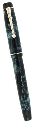 CIRCA 1941 PARKER VICTORY BLUE MARBLE M-BBB FLEX NIB 2.15MM FOUNTAIN PEN RESTORED OFFERED BY ANTIQUE DIGGER