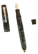 CIRCA 1941 PARKER VICTORY BLUE MARBLE M-BBB FLEX NIB 2.15MM FOUNTAIN PEN RESTORED OFFERED BY ANTIQUE DIGGER