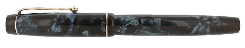 CIRCA 1941 PARKER VICTORY BLUE MARBLE M-BBB FLEX NIB 2.15MM FOUNTAIN PEN RESTORED OFFERED BY ANTIQUE DIGGER