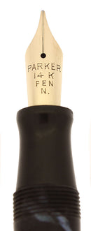 CIRCA 1941 PARKER VICTORY BLUE MARBLE M-BBB FLEX NIB 2.15MM FOUNTAIN PEN RESTORED OFFERED BY ANTIQUE DIGGER