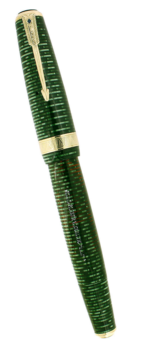 1941 PARKER SENIOR MAXIMA EMERALD PEARL VACUMATIC DOUBLE JEWEL FOUNTAIN PEN RESTORED OFFERED BY ANTIQUE DIGGER