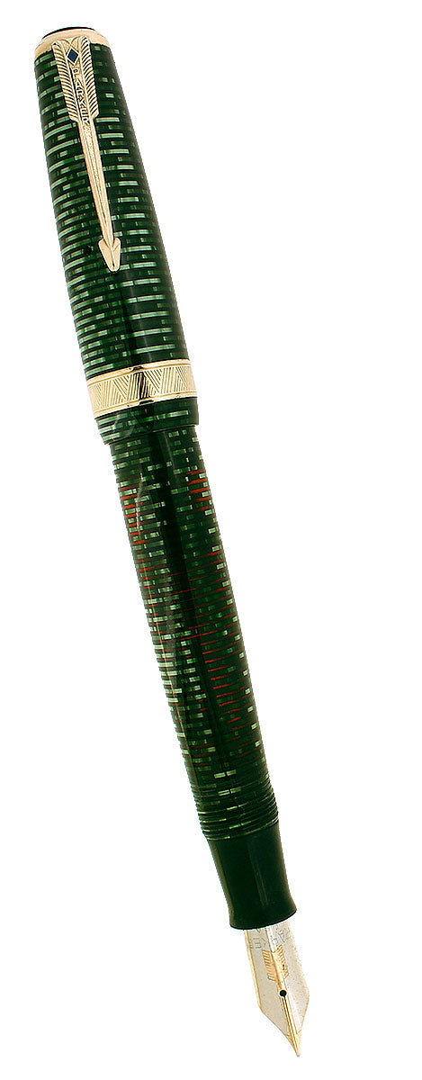 1941 PARKER SENIOR MAXIMA EMERALD PEARL VACUMATIC DOUBLE JEWEL FOUNTAIN PEN RESTORED OFFERED BY ANTIQUE DIGGER