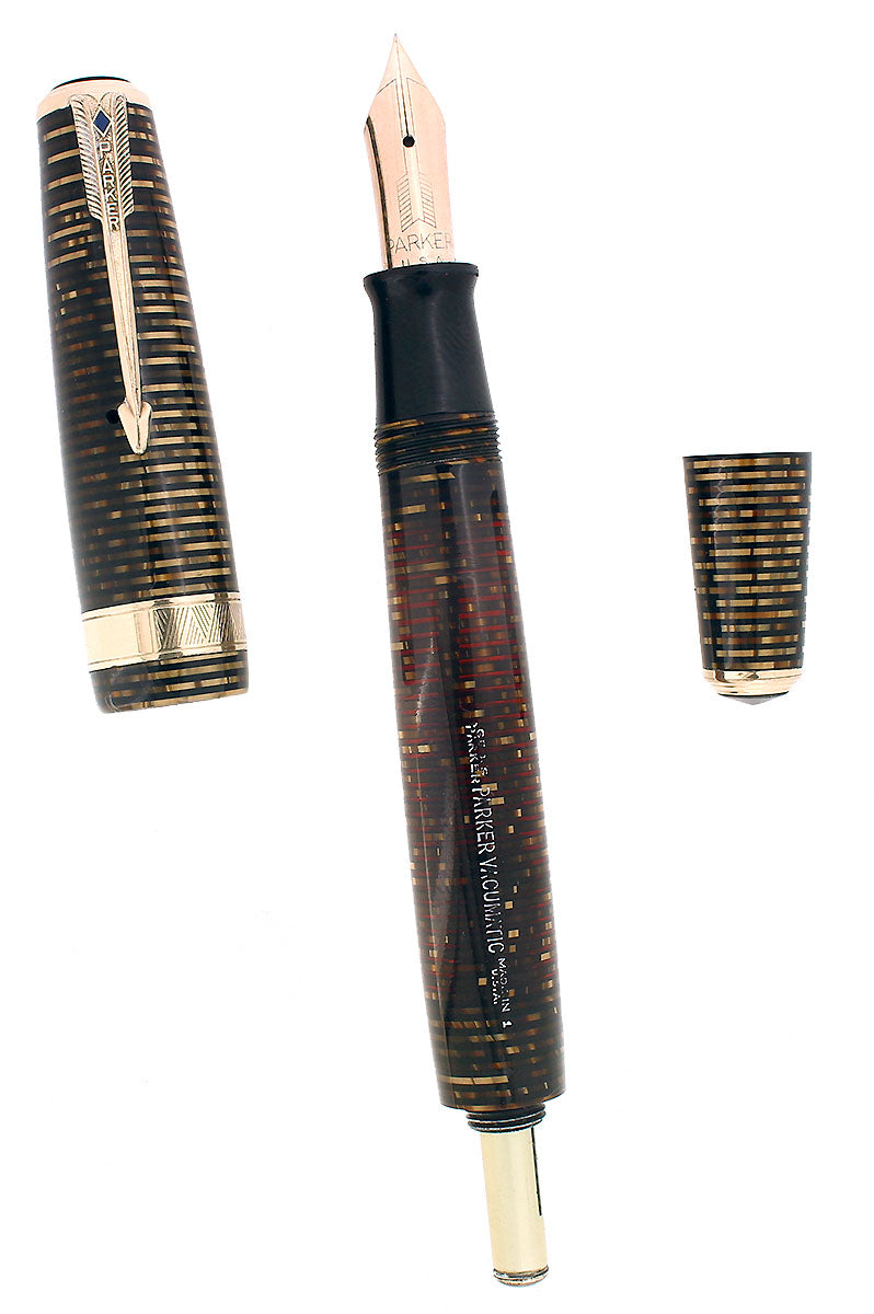1941 PARKER SENIOR MAXIMA GOLDEN PEARL VACUMATIC DOUBLE JEWEL FOUNTAIN PEN RESTORED OFFERED BY ANTIQUE DIGGER