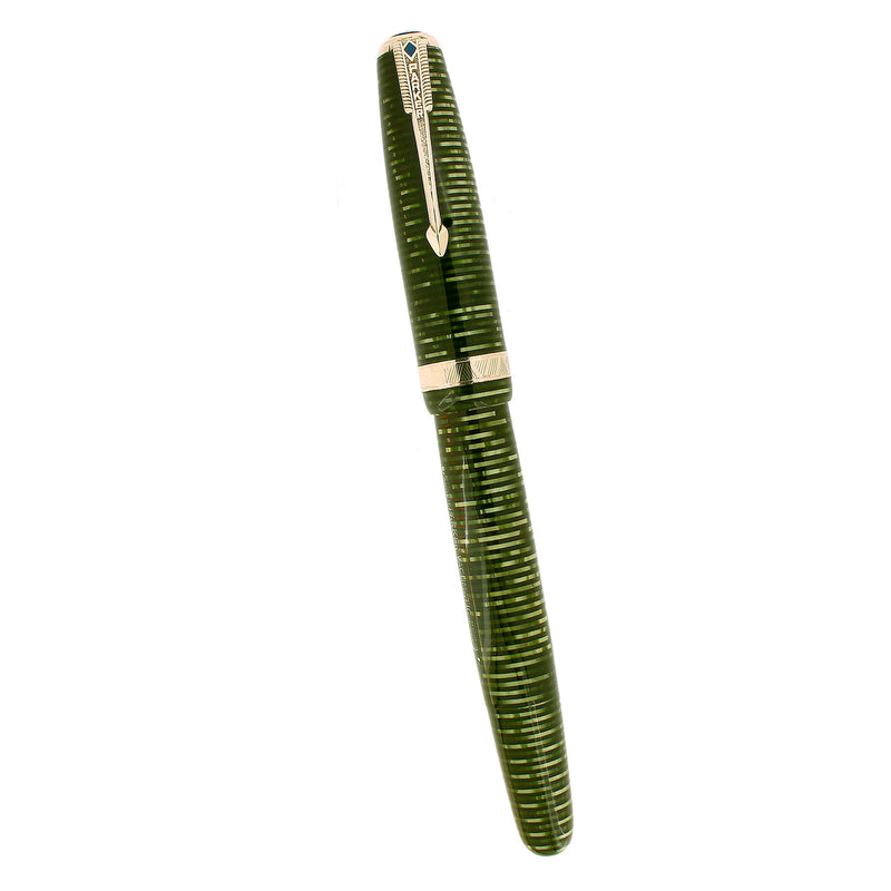 1943 PARKER VACUMATIC EMERALD PEARL FOUNTAIN PEN RESTORED OFFERED BY ANTIQUE DIGGER