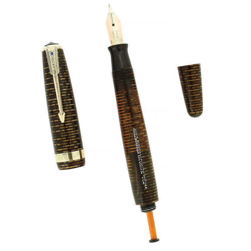1943 PARKER VACUMATIC MAJOR GOLDEN PEARL FOUNTAIN PEN RESTORED OFFERED BY ANTIQUE DIGGER