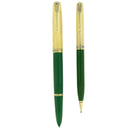 SCARCE 1944 PARKER 51 DOUBLE JEWEL NASSAU GREEN FOUNTAIN PEN & PENCIL SET NEAR MINT OFFERED BY ANTIQUE DIGGER
