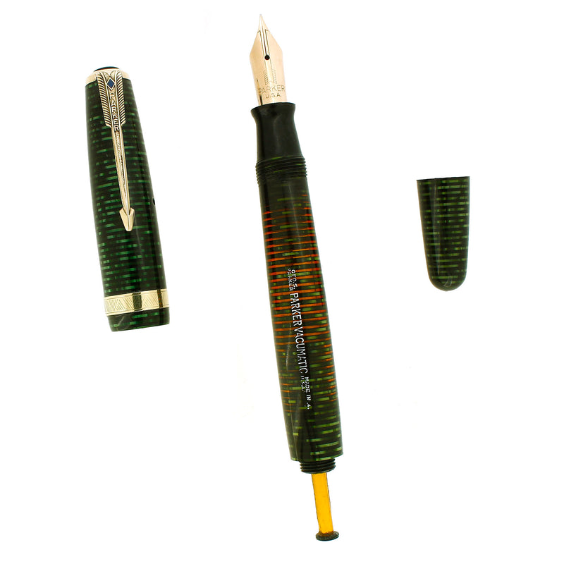 1944 PARKER VACUMATIC EMERALD PEARL SINGLE JEWEL FOUNTAIN PEN RESTORED OFFERED BY ANTIQUE DIGGER