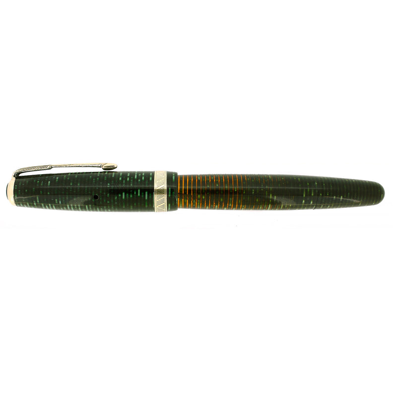 1944 PARKER VACUMATIC EMERALD PEARL SINGLE JEWEL FOUNTAIN PEN RESTORED OFFERED BY ANTIQUE DIGGER