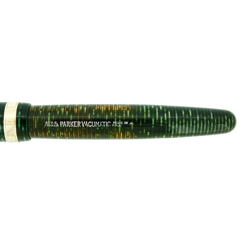 1944 PARKER VACUMATIC EMERALD PEARL SINGLE JEWEL FOUNTAIN PEN RESTORED OFFERED BY ANTIQUE DIGGER