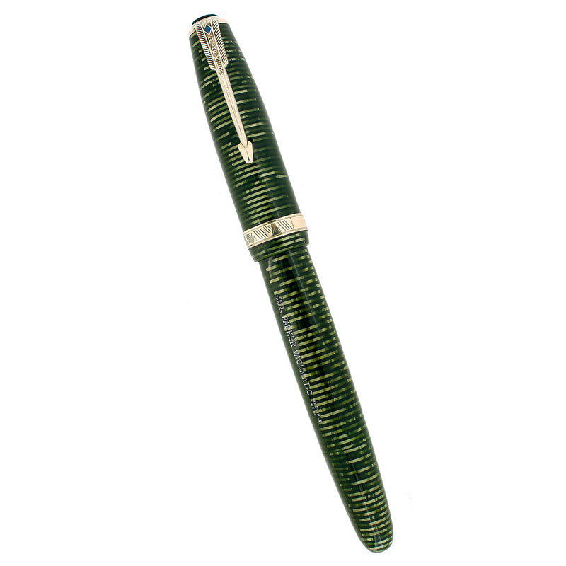 1945 PARKER VACUMATIC MAJOR EMERALD PEARL FOUNTAIN PEN RESTORED OFFERED BY ANTIQUE DIGGER