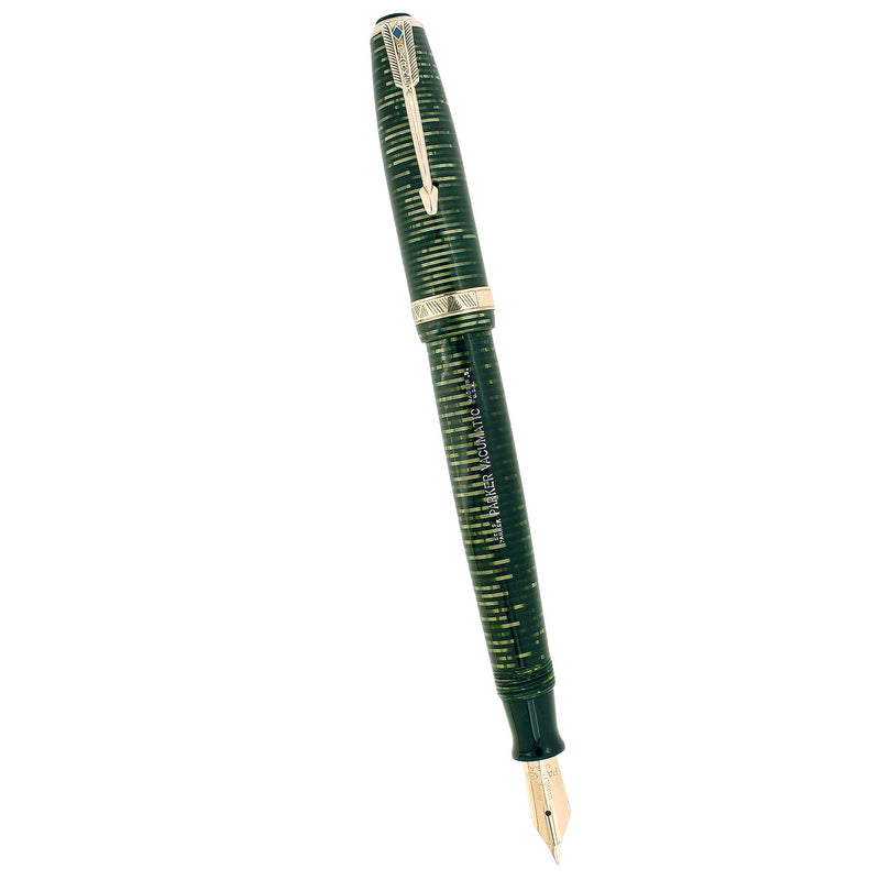 1945 PARKER VACUMATIC MAJOR EMERALD PEARL FOUNTAIN PEN RESTORED OFFERED BY ANTIQUE DIGGER