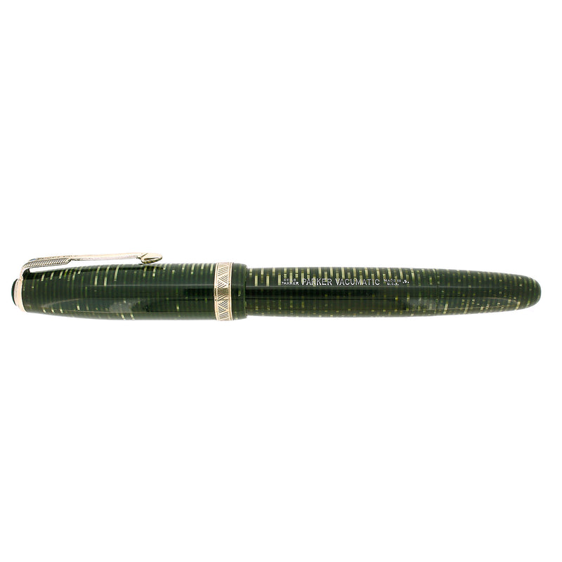 1945 PARKER VACUMATIC MAJOR EMERALD PEARL FOUNTAIN PEN RESTORED OFFERED BY ANTIQUE DIGGER