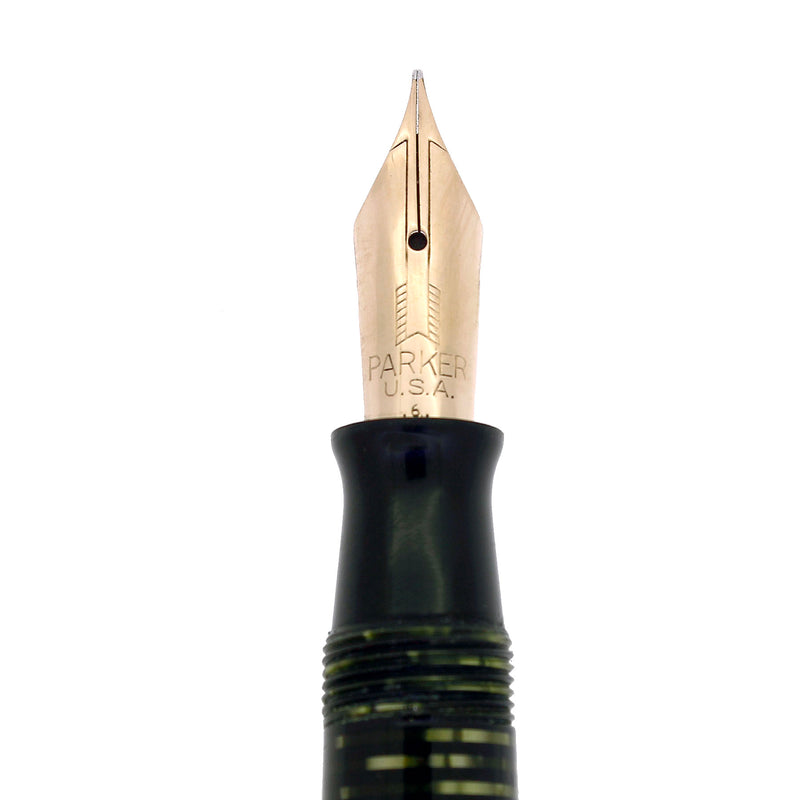 1945 PARKER VACUMATIC MAJOR EMERALD PEARL FOUNTAIN PEN RESTORED OFFERED BY ANTIQUE DIGGER