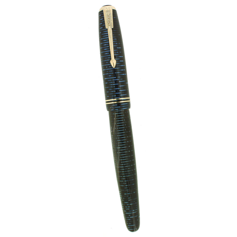1945 PARKER AZURE BLUE PEARL VACUMATIC FOUNTAIN PEN RESTORED EXCELLENT OFFERED BY ANTIQUE DIGGER