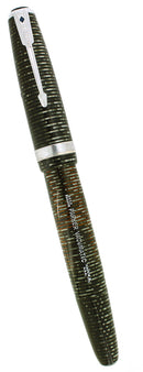 1945 PARKER SILVER PEARL VACUMATIC COIN STACK CAP MAJOR FOUNTAIN PEN RESTORED OFFERED BY ANTIQUE DIGGER
