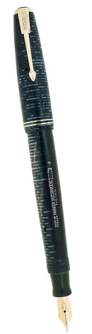 1946 PARKER AZURE PEARL VACUMATIC FOUNTAIN PEN F-BBB 1.75mm FLEX NIB RESTORED OFFERED BY ANTIQUE DIGGER