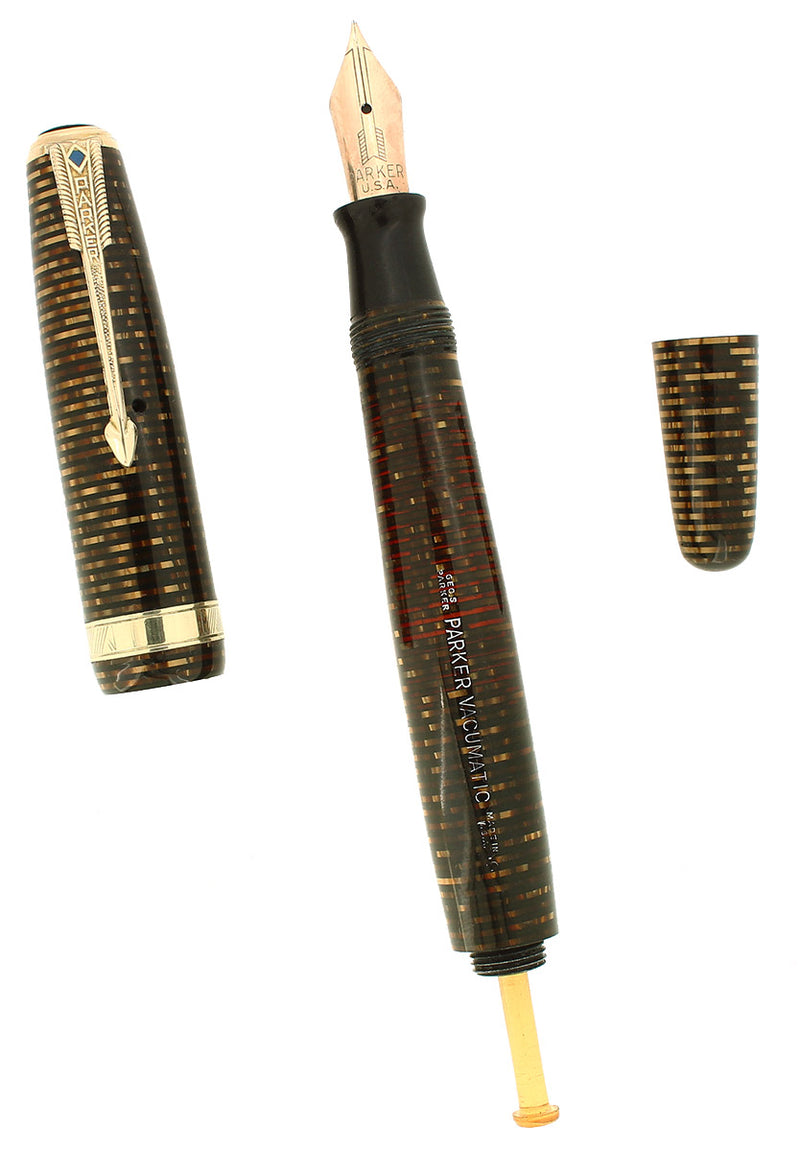 1946 PARKER VACUMATIC MAJOR SIZE GOLDEN PEARL FOUNTAIN PEN RESTORED OFFERED BY ANTIQUE DIGGER