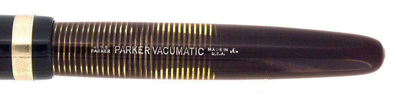 NEAR MINT 1946 PARKER JET BLACK VACUMATIC MAJOR FOUNTAIN PEN RESTORED OFFERED BY ANTIQUE DIGGER