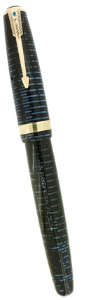 1946 PARKER VACUMATIC MAJOR AZURE BLUE PEARL FOUNTAIN PEN RESTORED OFFERED BY ANTIQUE DIGGER