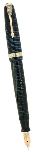 1946 PARKER VACUMATIC MAJOR AZURE BLUE PEARL FOUNTAIN PEN RESTORED OFFERED BY ANTIQUE DIGGER