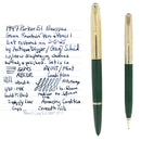 1947 PARKER 51 DOUBLE JEWEL NASSAU GREEN FOUNTAIN PEN & PENCIL SET NEAR MINT OFFERED BY ANTIQUE DIGGER