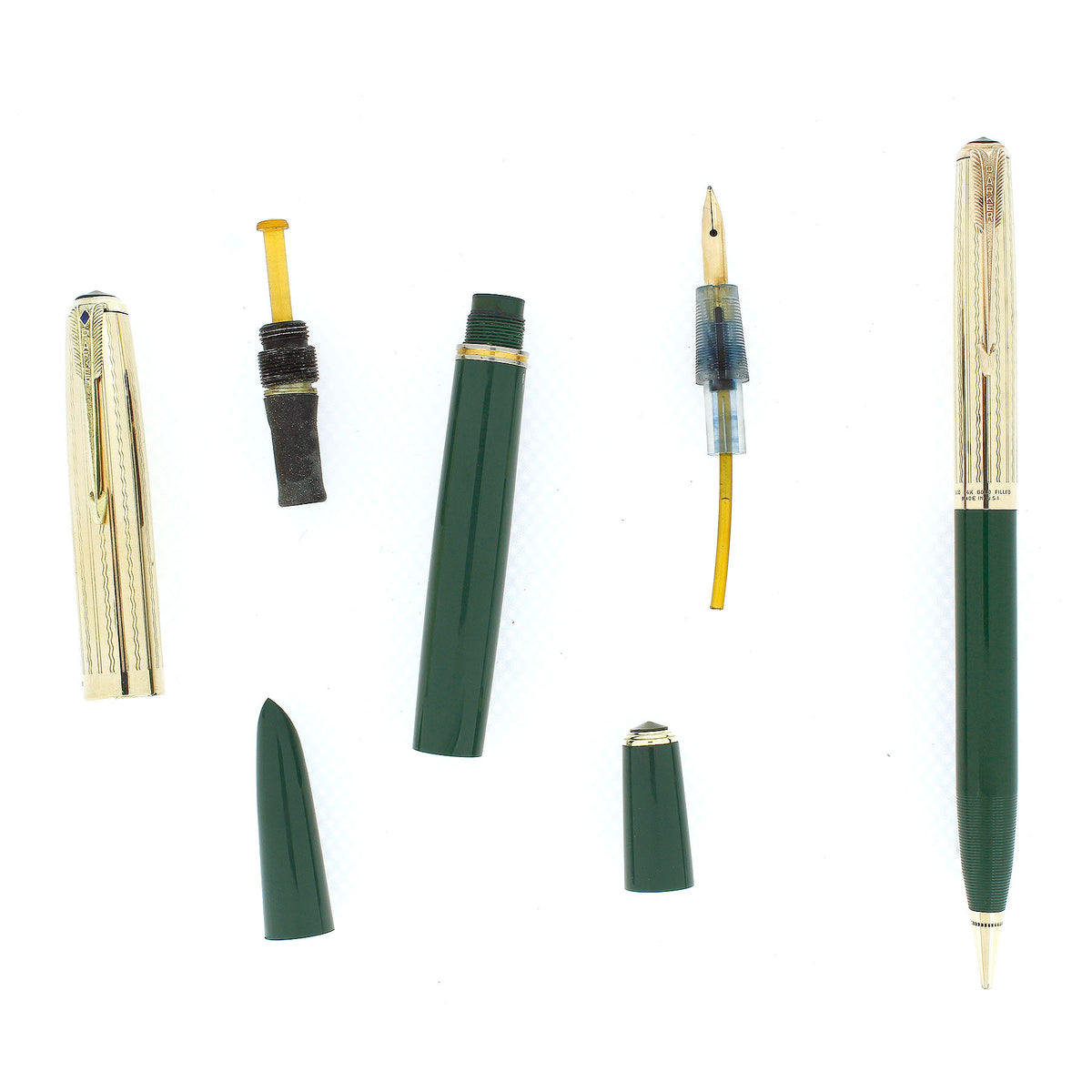 SCARCE 1947 PARKER 51 DOUBLE JEWEL NASSAU GREEN FOUNTAIN PEN & PENCIL