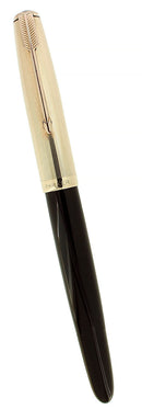 1947 PARKER 51 INDIA BLACK & GOLD CAP VACUMATIC FOUNTAIN PEN RESTORED OFFERED BY ANTIQUE DIGGER