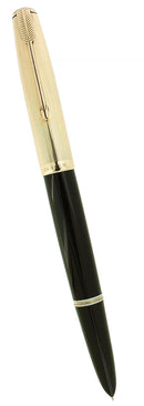 1947 PARKER 51 INDIA BLACK & GOLD CAP VACUMATIC FOUNTAIN PEN RESTORED OFFERED BY ANTIQUE DIGGER