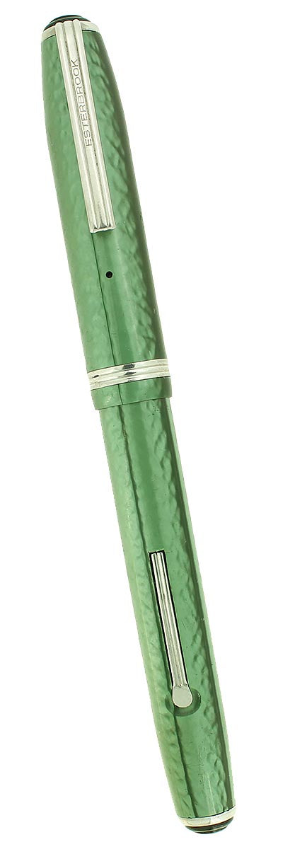 CIRCA 1948 ESTERBROOK SJ MODEL GREEN PEARL FOUNTAIN PEN RESTORED OFFERED BY ANTIQUE DIGGER