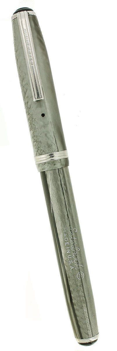 CIRCA 1948 ESTERBROOK SJ MODEL GREY PEARL FOUNTAIN PEN RESTORED OFFERED BY ANTIQUE DIGGER