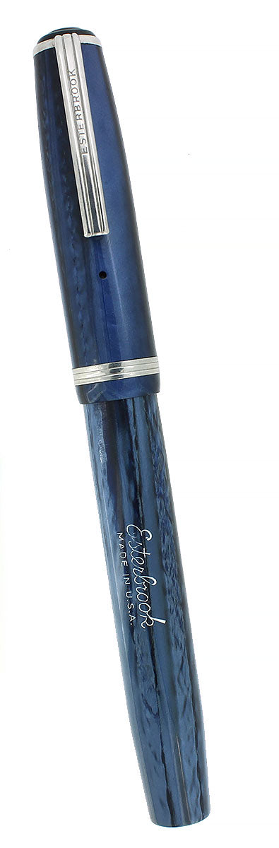 C1948 ESTERBROOK TRANSITIONAL J BLUE PEARL 2668 NIB FOUNTAIN PEN RESTORED OFFERED BY ANTIQUE DIGGER