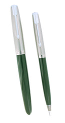 1948 PARKER 51 FOREST GREEN AEROMETRIC FOUNTAIN PEN & PENCIL RESTORED NEAR MINT OFFERED BY ANTIQUE DIGGER