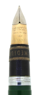 CIRCA 1949 SHEAFFER SENTINEL DELUXE GREEN TOUCHDOWN FOUNTAIN PEN NEVER INKED NOS STICKERED CONDITION OFFERED BY ANTIQUE DIGGER