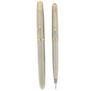1950 PARKER 51 STAINLESS STEEL FLIGHTER AEROMETRIC FOUNTAIN PEN & PENCIL SET RESTORED OFFERED BY ANTIQUE DIGGER