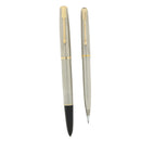 1950 PARKER 51 STAINLESS STEEL FLIGHTER AEROMETRIC FOUNTAIN PEN & PENCIL SET RESTORED OFFERED BY ANTIQUE DIGGER