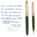 1951 PARKER 51 FOREST GREEN AEROMETRIC FOUNTAIN PEN & PENCIL RESTORED MINT IN BOX OFFERED BY ANTIQUE DIGGER