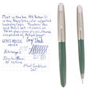 1951 PARKER 51 NAVY GREY AEROMETRIC FOUNTAIN PEN & PENCIL RESTORED MINT OFFERED BY ANTIQUE DIGGER