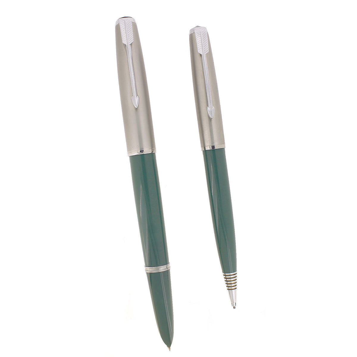 1951 PARKER 51 NAVY GREY AEROMETRIC FOUNTAIN PEN & PENCIL RESTORED MIN