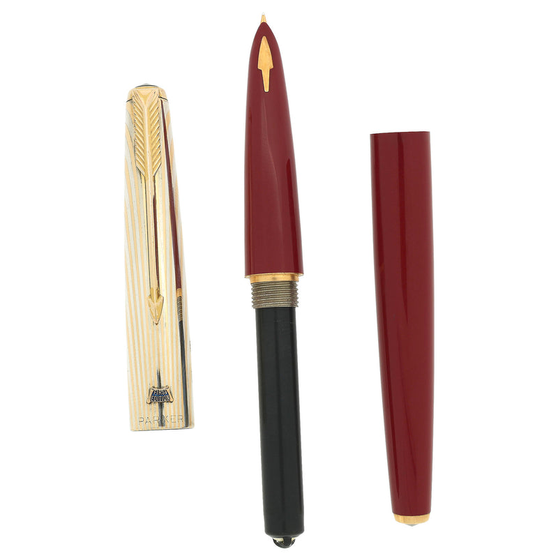 NEVER INKED 1956 PARKER 61 FIRST EDITION HERITAGE CAP BURGUNDY FOUNTAI
