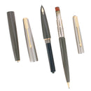 C1957 PARKER 61 GREY WITH LUSTRALOY CAPS FOUNTAIN PEN & PENCIL SET BOXED MINT OFFERED BY ANTIQUE DIGGER