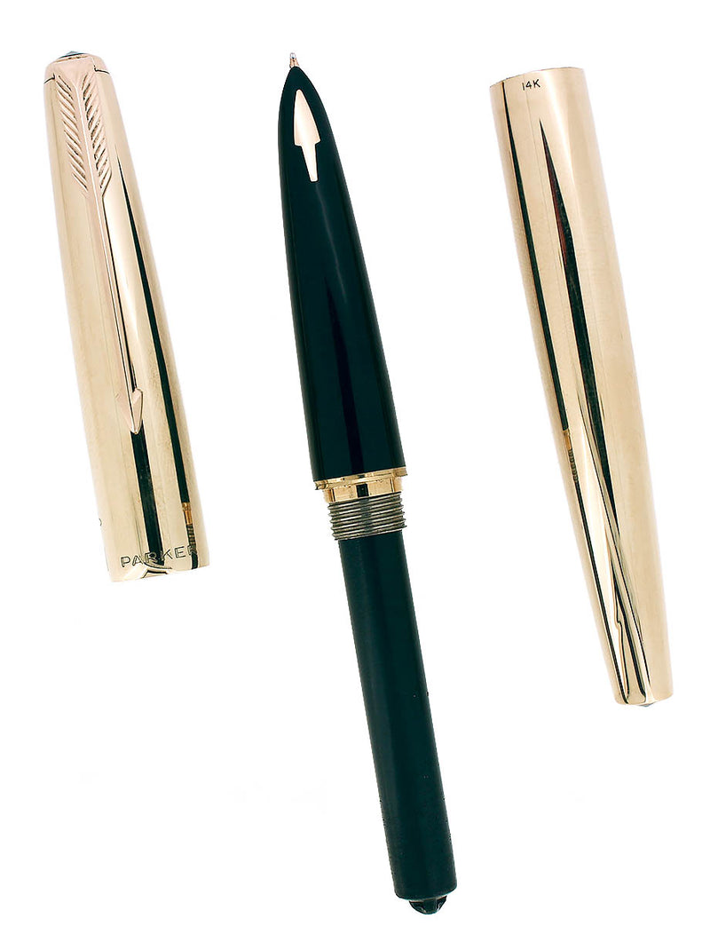 CIRCA 1958 PARKER 61 PRESIDENTIAL 14K SOLID GOLD SMOOTH OVERLAY FOUNTA circa-1958-parker-61-presidential-14k-solid-gold-smooth-overlay-founta