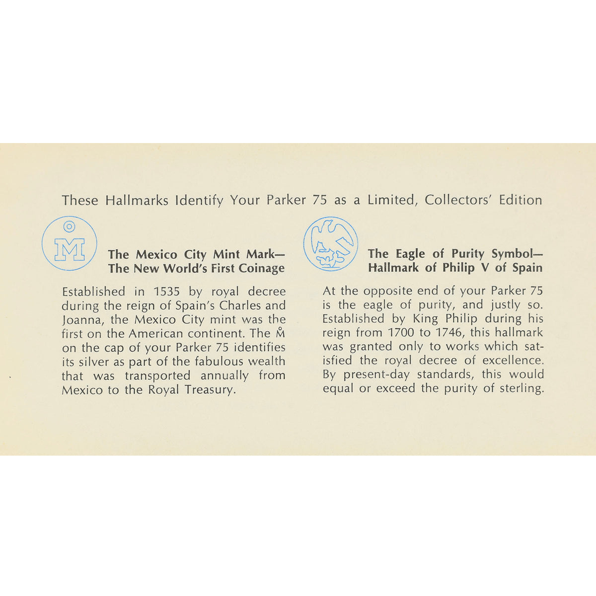 NEVER INKED 1965 PARKER 75 SPANISH TREASURE STERLING SILVER CROSSHATCH