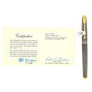 NEVER INKED 1965 PARKER 75 SPANISH TREASURE STERLING SILVER CROSSHATCH GRID FOUNTAIN PEN W/BOX AND DOCUMENTATION OFFERED BY ANTIQUE DIGGER