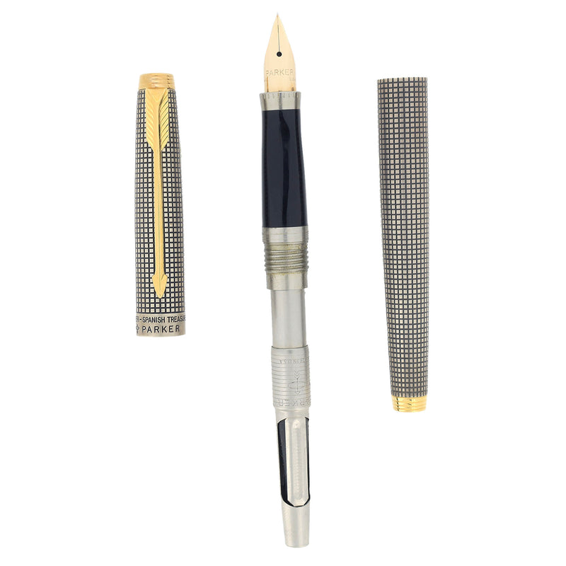 NEVER INKED 1965 PARKER 75 SPANISH TREASURE STERLING SILVER CROSSHATCH
