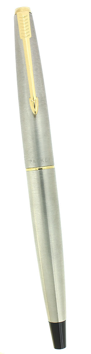 CIRCA 1969 PARKER 45 FLIGHTER DELUXE STAINLESS STEEL FOUNTAIN PEN OFFERED BY ANTIQUE DIGGER