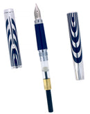 1970S PLATINUM (JAPAN) STERLING & BLUE ENAMEL 18K NIB FOUNTAIN PEN NEW OLD STOCK OFFERED BY ANTIQUE DIGGER