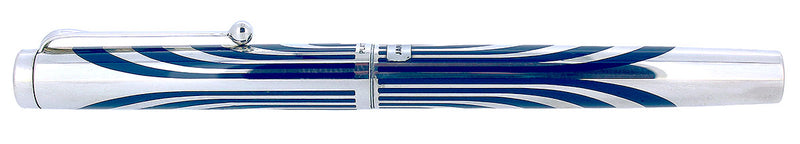 1970S PLATINUM (JAPAN) STERLING & BLUE ENAMEL 18K NIB FOUNTAIN PEN NEW OLD STOCK OFFERED BY ANTIQUE DIGGER