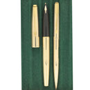 NEVER INKED 1972 PARKER 61 INSIGNIA CONVERTER FILLER 14K MED NIB FOUNTAIN PEN AND BALLPOINT PEN SET OFFERED BY ANTIQUE DIGGER